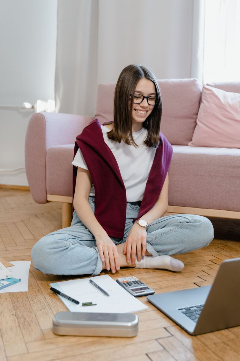 Student learning comfortably from home